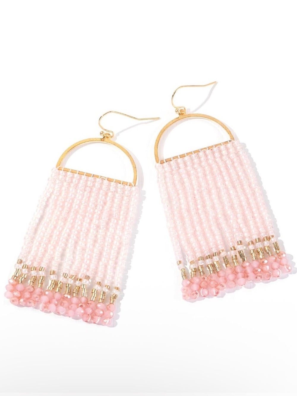 Handmade INK + ALLOY seed bead Earrings with Pink & Gold beads